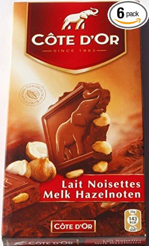 Cote d'Or Belgian Milk Chocolate With Whole Hazelnuts . … (6 PACK)