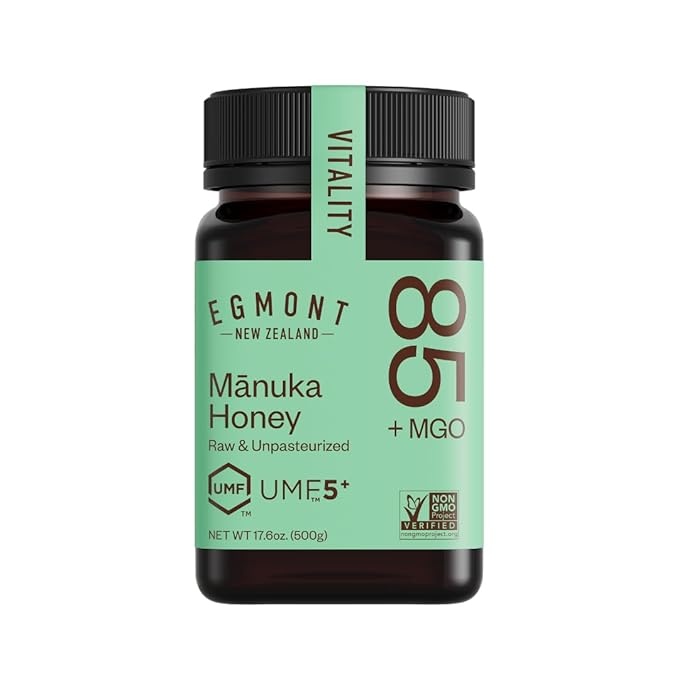 Egmont Honey Raw Manuka Honey MGO 85+ UMF 5+ 17.6oz (500g) NON-GMO Kosher Recycled plastic jar Traceable 100% Pure Authentic New Zealand Honey UMF &amp MGO Certified
