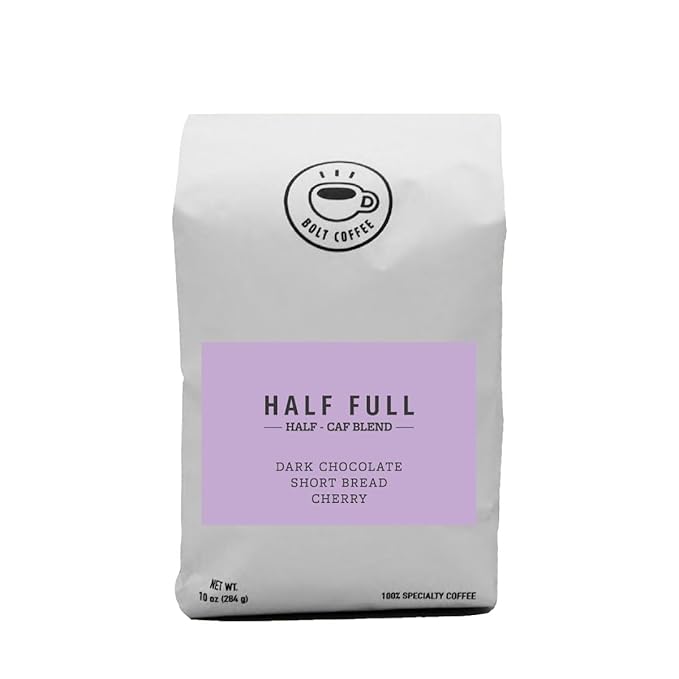 Half Full - Half Caf Blend - Roasted by Bolt Coffee Co. - Whole Bean Coffee - 12 Ounce Bag