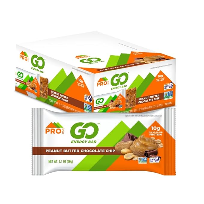 PROBAR - GO Energy Bars - Peanut Butter Chocolate Chip - Gluten-Free Non-GMO Whole-Food Ingredient Snack Bars (12 Count)