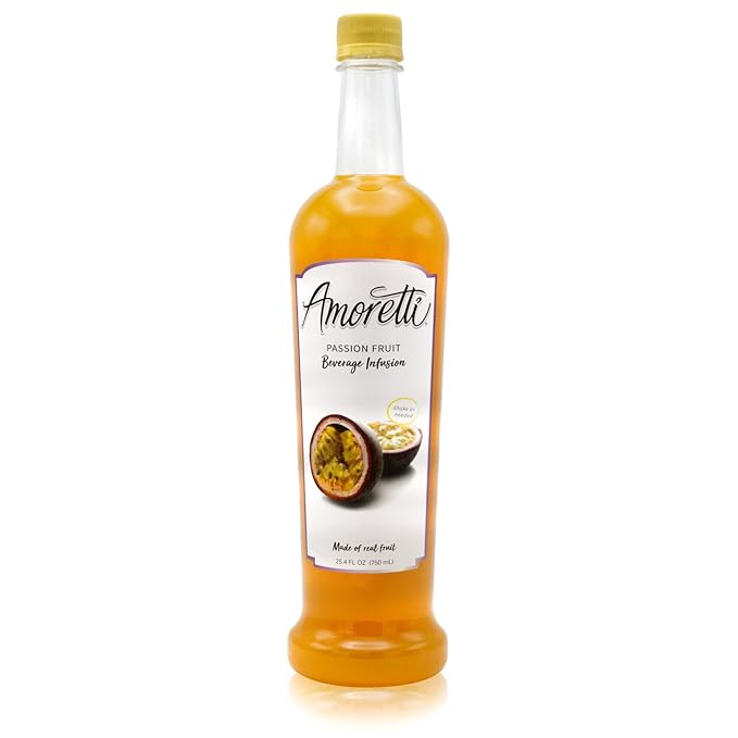 Amoretti - Passion Fruit Beverage Infusion Drink Mix &amp Water Enhancer with Pump for Flavoring Cocktails Waters Tea and other Beverages 94 Servings Per Bottle (750 ml) Preservative Free