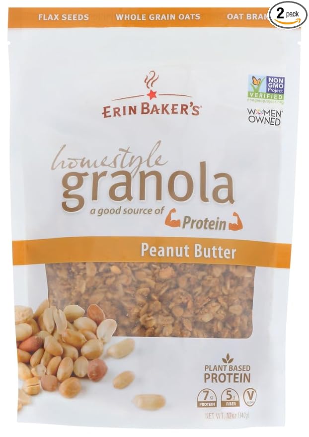 Erin Baker's Homestyle Granola Peanut Butter 12-ounce Bags [Pack of 2]