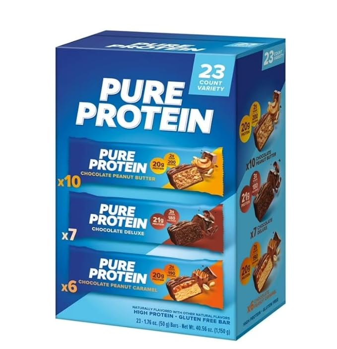Pure Protein Bars Gluten Free Chocolate Variety Pack ~ 23 Count ~ 1 Pack.