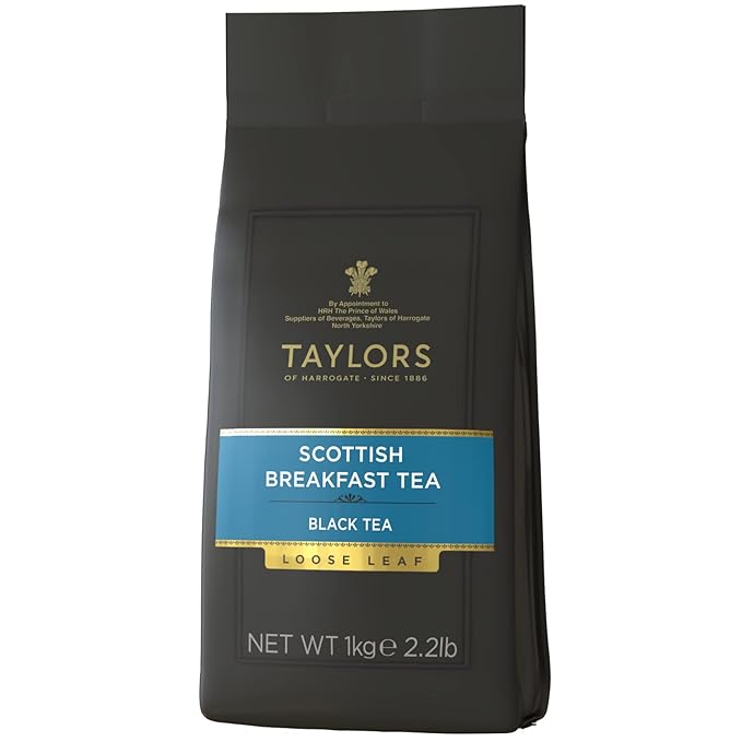 Taylors of Harrogate Scottish Breakfast Black Tea Loose Leaf 1 Kilo Bag (35.27 Ounces) Strong Malty and Full Caffeinated Premium Whole Leaf Tea