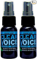 Clear Voice Oral Throat Spray Singing Ease Clarity Soothing Dampener Moisturizer Relief Vocal Eze Reducer Booster Treatment Made in USA Fresh Mint Flavor (2 Pack)