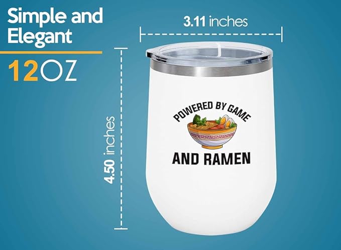 Ramen Lover White Edition Wine Tumbler 12oz - Powered by game - Food Lovers chicken pumpkin vegan pantry spicy noodles