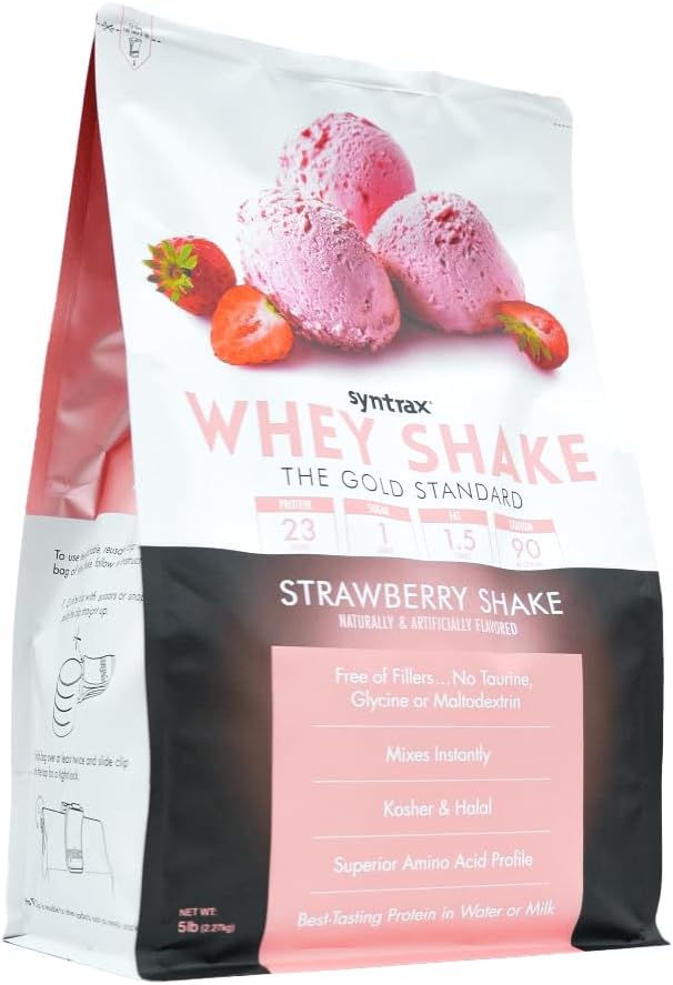 Syntrax Nutrition Whey Shake Cold Filtered &amp Undenatured Whey Protein Powder Blend Strawberry Shake 2 lbs