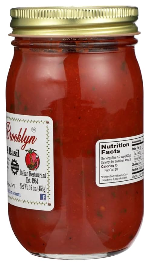 MICHAEL'S OF BROOKLYN Sauce Tomato Basil Pack of 6 16 FL OZ (GMO Free Low Sodium Vegan Wheat Free Yeast Free)