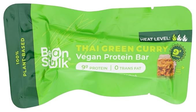 Beanstalk Brand Protein Bar Thai Green Curry 1.4 oz (Pack of 12)