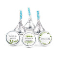 90 Pcs Personalized Wedding Candy Party Favors Silver Kisses with DIY Stickers Bulk Chocolate - Botanical - Assembly Required