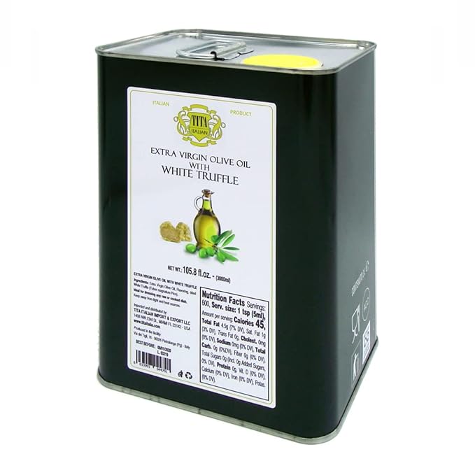 Tita Italian White Truffle Extra Virgin Olive Oil | Supreme Quality Healthy Versatile Uses Vegetarian Strong Flavor Smooth Texture | Net Wt: 3L/ 101.4 fl. oz