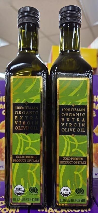 Trader Joe 100% Italian Organic Cold Pressed Extra Virgin Olive Oil 16.9fl oz 500ml (2 Bottles)