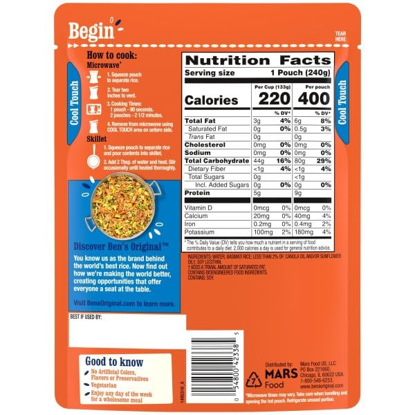 BEN'S ORIGINAL Ready Rice Basmati RiceEasy Side Dish8.5 oz Pouch(Pack of 24)