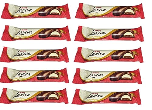 Ulker Laviva Red Milk Chocolate Coated Bat with Milky Filling and Biscuit - 24 pieces * 35 gr - Halal Turkish Bar - Ulker sutlu cikolata kaplamali sutlu dolgulu ve biskuvili bar