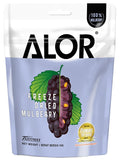 ALOR 100% Natural Dried Black Mulberries – Unsweetened No Sugar Added Antioxidant-Rich Superfruit Snack Crunchy Crispy &amp Gluten-Free Healthy Freeze-Dried Mulberries (15 Grams x 8 Packs-Mulbe