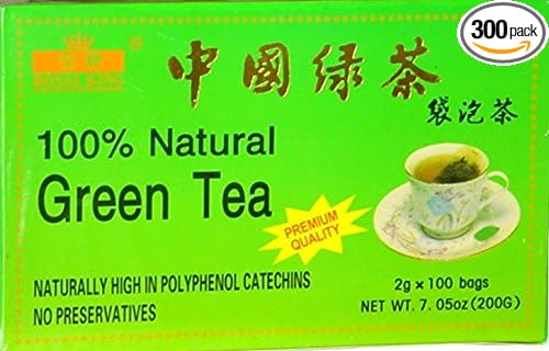 CHINESE PREMIUM GREEN TEA (100 BAG each Box) Royal King Brand (Pack of 3) (3)