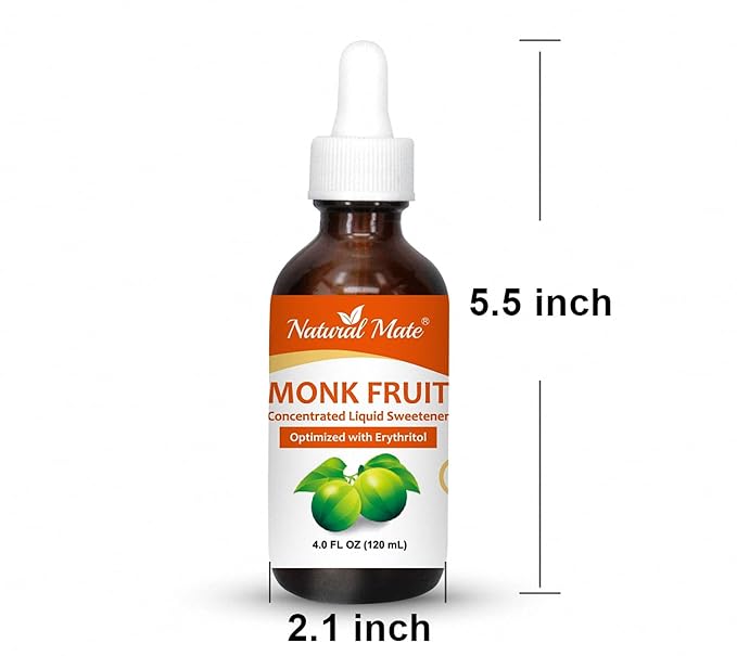 100% Monk Fruit Liquid Sweetener (Optimized with Erythritol) - 4 FL OZ (120 mL) – Glass Bottle| 1Pack)