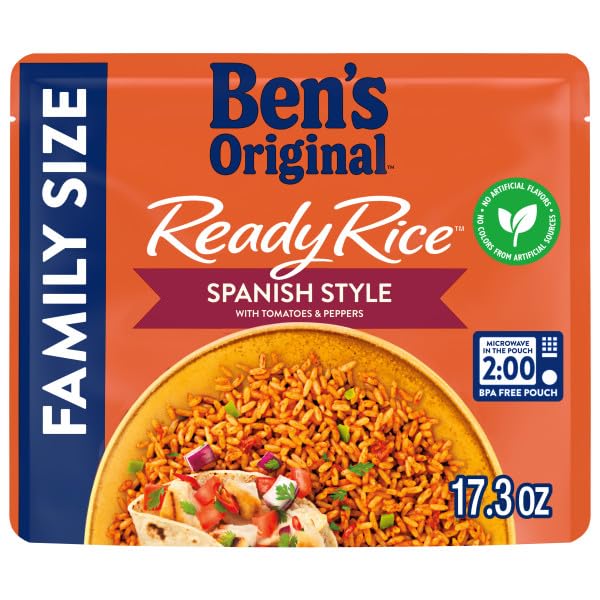 Ben's Original Flavored Ready Rice Spanish Style Microwave Rice for an Easy Lunch Suitable for Vegetarians Family Size Multipack - 17.3 oz (Pack of 6)