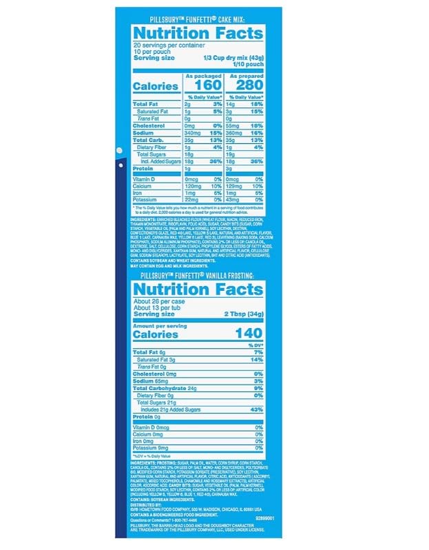 Pillsbury Funfetti Party Size Cake Mix &amp Frosting Makes 48 Cupcakes 61.7 Ounces