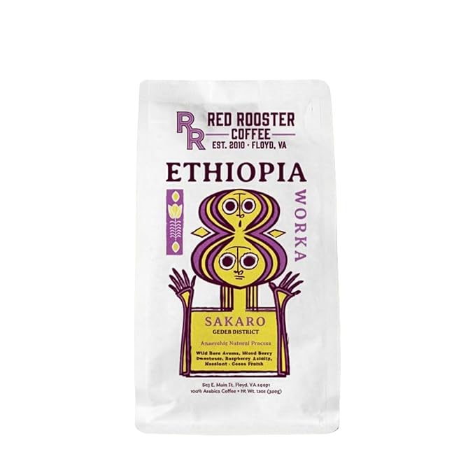 Ethiopia Worka Sakaro Anaerobic Natural - Roasted by Red Rooster Coffee - Freshly Ground Coffee - 2 Pound Bag
