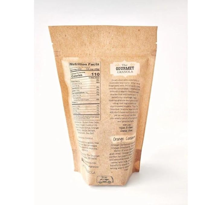 The Gourmet Granola Orange Vanilla Granola | Delightful Blend of Orange Vanilla &amp Cardamom | Gluten Free Soy Free Dairy Free | Delicious on Yogurt | Vegan | Nebraska Made | 10 oz Bag | 2 Pack