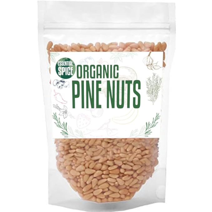 Essential Spice Organic Pine Nuts (Pignolias) 1 Lb – Premium Quality Raw &amp Natural Perfect for Pesto Baking Salads and Snacking – Rich in Protein &amp Healthy Fats – Fresh Non-GMO Reseala
