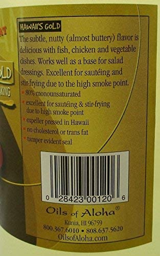 Hawaii’s Gold Macadamia Oil Cooking and Salad Oil 100% Pure (32 Oz 945 ml.)