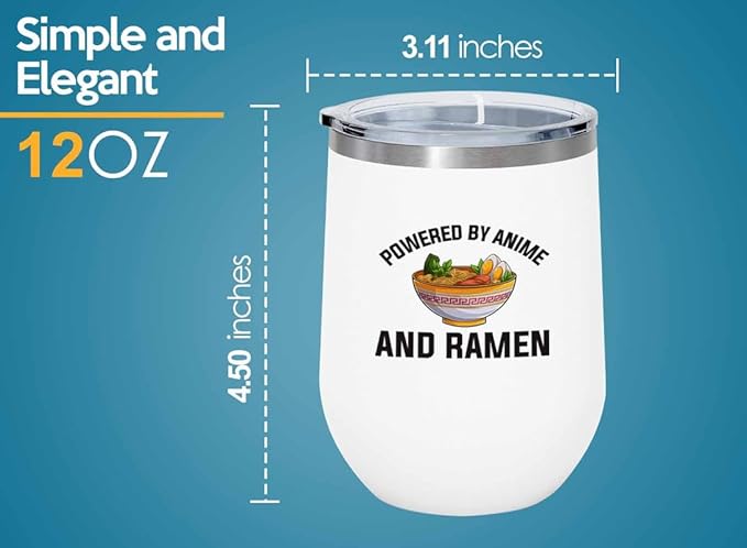 Ramen Lover White Edition Wine Tumbler 12oz - Powered by anime - Food Lovers chicken pumpkin vegan pantry spicy noodles