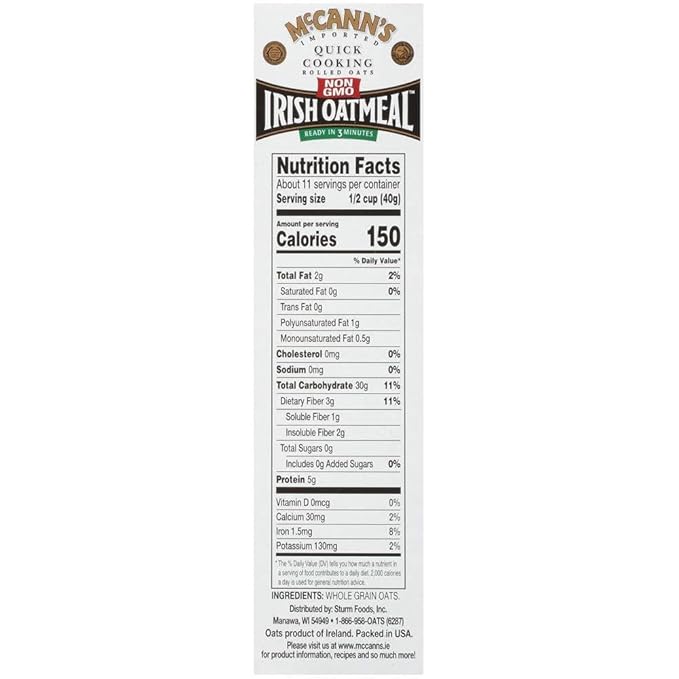 McCANN'S Irish Oatmeal Quick Cooking Rolled Oats 16-Ounce Boxes - PACK OF 12