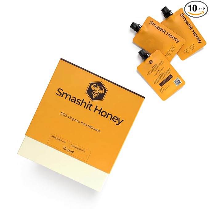 SmashIt Extreme Honey Packs Yellow Natural Honey with Jelly Bee Pollen and Resealable Honey Bae 10 Satchets - 20g per Satchet