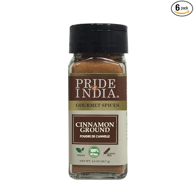 Pride of India - PACK of 6 - Natural Cinnamon Ground – Pure &amp Fresh – Gourmet Spice – Perfect for sweet &amp savory dishes – GMO/Gluten Free - Easy to Use – 2 oz. Small Dual Sifter Bottle