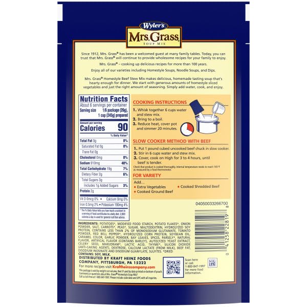 Mrs. Grass Extra Noodles &amp Homestyle Beef Stew Soup Mix (Variety Pack)