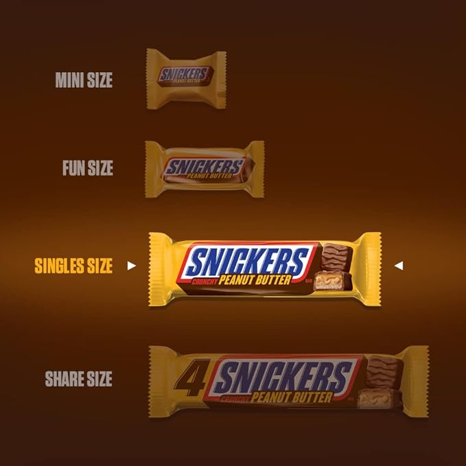Snickers Peanut Butter Squared Singles Size Chocolate Candy Bars Individually Wrapped Chocolate for Snacks Parties Holidays Bulk 1.78-Ounce 18-Count Box