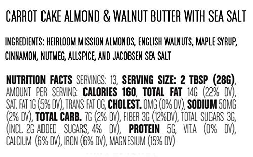 Big Spoon Roasters Carrot Cake Almond Butter With Sea Salt - Keto Friendly Low Sugar Almond Butter - Crunchy &amp Bee-Friendly Almonds - Gourmet Vegan Almond Nut Butter - 2 x 13 Ounces