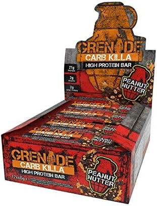 Grenade Carb Killa Protein Chocolate Bar | 21g High Protein Snack | High Protein Low Sugar | Peanut Butter Energy Bars | Peanut Nutter12 Count (Pack of 1)