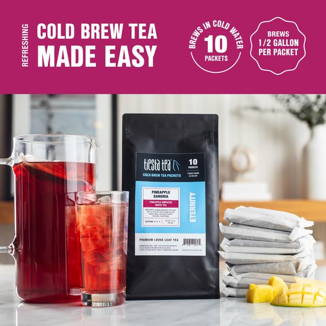 Tiesta Tea - Pineapple Sangria Cold Brew Loose Leaf Premium Low Caffeinated Iced Blend 10 Packets Brews One 64oz Pitcher