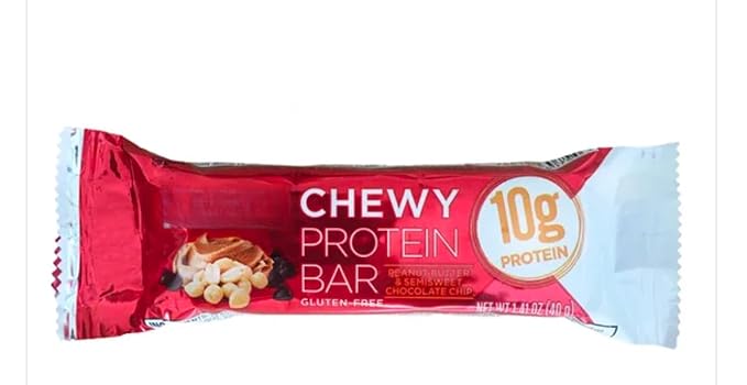 Protein Bars - Peanut Butter &amp Chocolate Chip 10g Protein Gluten-Free 42 Count 1.41 oz Each 59.2 oz Total