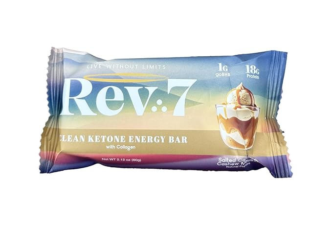 REV7 Ketone Energy Bars Pack of 12 - Salted Caramel Cashew Mousse