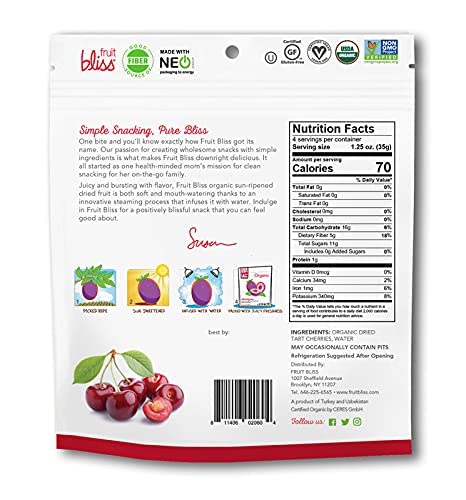 Fruit Bliss - Organic Tart Dried Cherries - Case of 6-4 oz.
