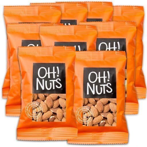 Oh! Nuts Almonds Raw Individual Nut Snacks for On-the-Go - 12 Convenient Nut Snacks for School - Bulk Nuts Variety - Individual Packs (1.5 oz Each)