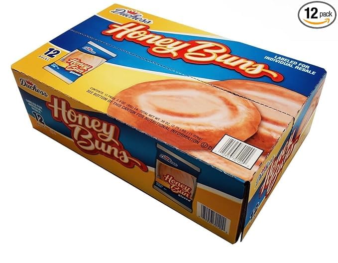 Honey Buns – 3oz Individually Wrapped Pastries (12 Count Box) | Sweet Glazed Snack Cakes | Soft Moist &amp Delicious Breakfast Treats or On-the-Go Snack.