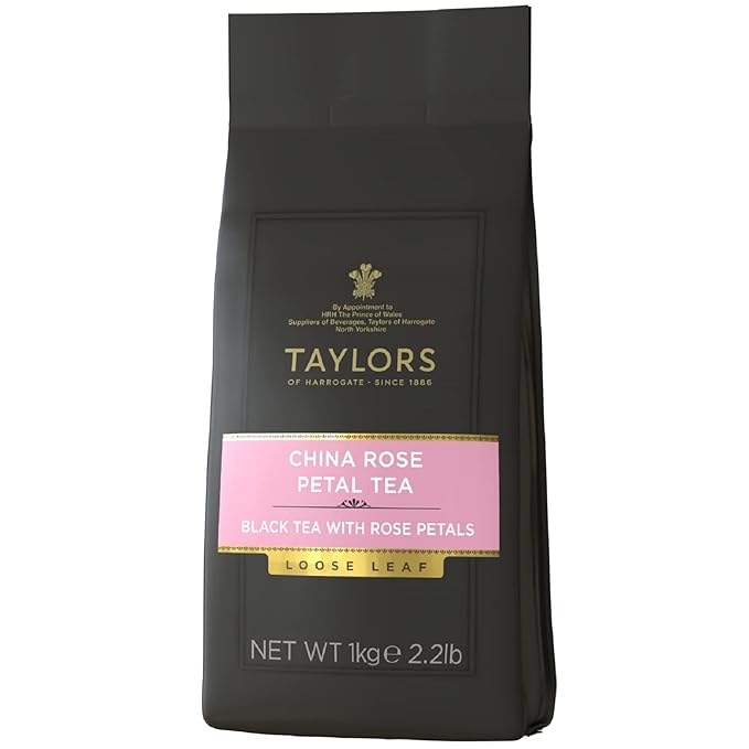 Taylors of Harrogate China Rose Petal Black Tea Loose Leaf 1 Kilo Bag (35.27 Ounce) Fragrant Delicate and Floral Caffeinated Premium Whole Leaf Tea