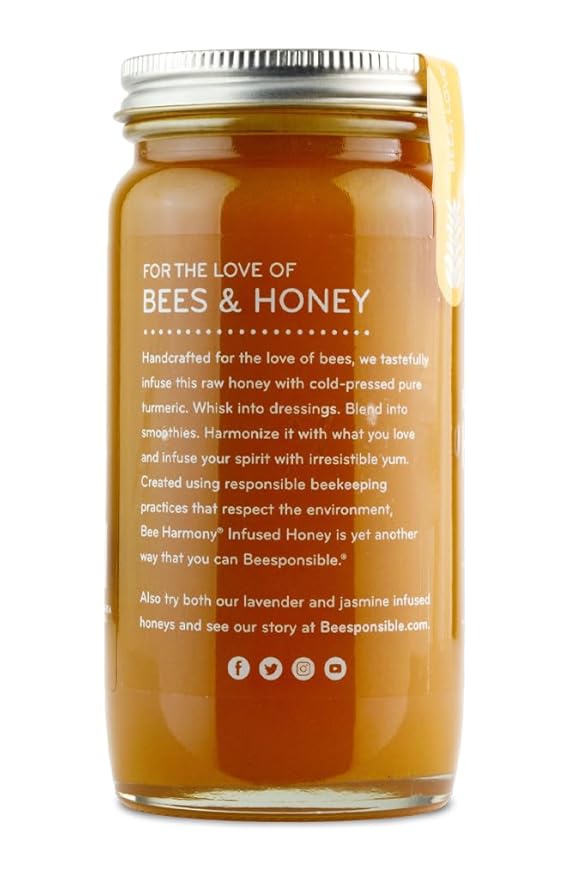 Bee Harmony Turmeric Infused Honey 12 OZ Pack of 2