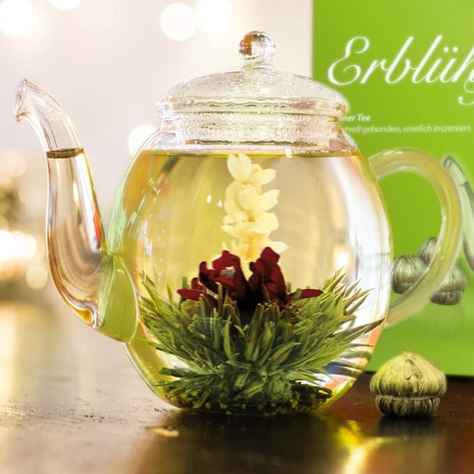 Creano Flowering Abloom Tea - Blooming Gift Set in Stylish Wooden Box 12pcs