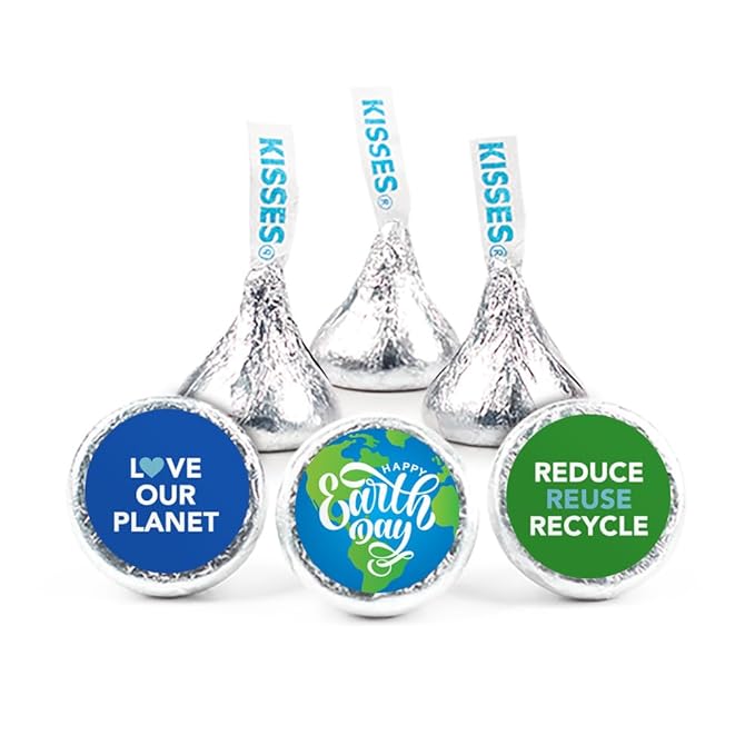 85 Pcs Earth Day Candy Kisses Milk Chocolate Party Favors &amp Promotional Items (13.6oz Approx. 85 Pcs) - No Assembly Required