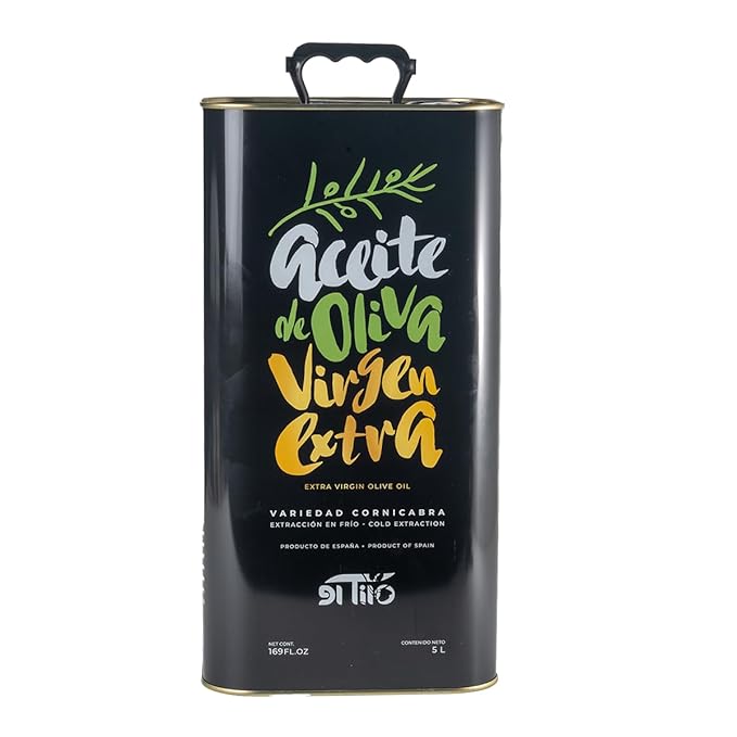 El Tilo Extra Virgin Olive Oil 5L Tin | Cold-Pressed Polyphenol-Rich EVOO from Spain | Premium Organic Unprocessed Olive Oil | Gourmet Cooking Salads &amp Baking | Trusted Quality for Chefs &amp Fa