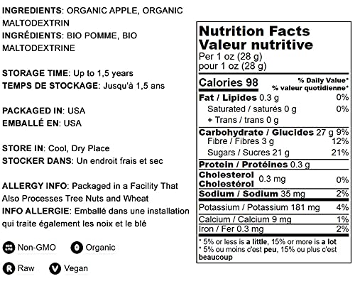 Food to Live Organic Apple Juice Powder 10 Pounds - Non-GMO Unsulfured Raw Vegan Bulk Great for Juices Smoothies Yogurts and Instant Breakfast Drinks Contains Maltodextrin No Sulphites