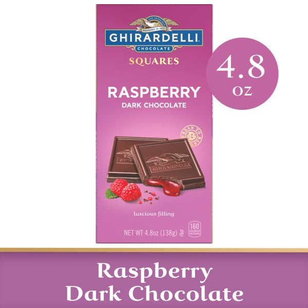 Ghirardelli Raspberry Dark Chocolate Square Bar Pack of 5-4.8 oz Bars
