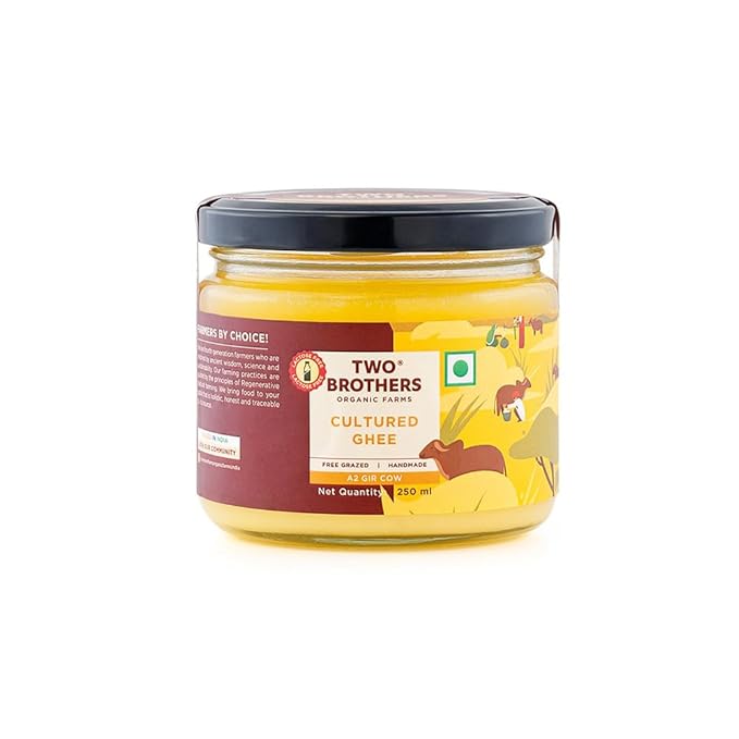 TWO BROTHERS ORGANIC FARMS Amorearth - Natural Healthy Fresh Organic Desi Gir Cow A2 Cultured Ghee 250 ml
