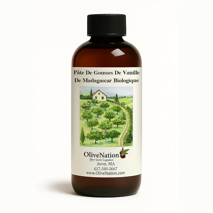 OliveNation Madagascar Vanilla Bean Paste - Thick Texture Premium Vanilla Bean Paste Puree with Seeds for Baked Goods Frosting Fillings Beverages Cooking Rich Sweet Taste Easy to Use 16 ounces